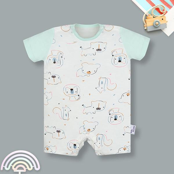 Bodysuit tay ngắn hoạ tiết BabyMommy 191025 màu xanh mint